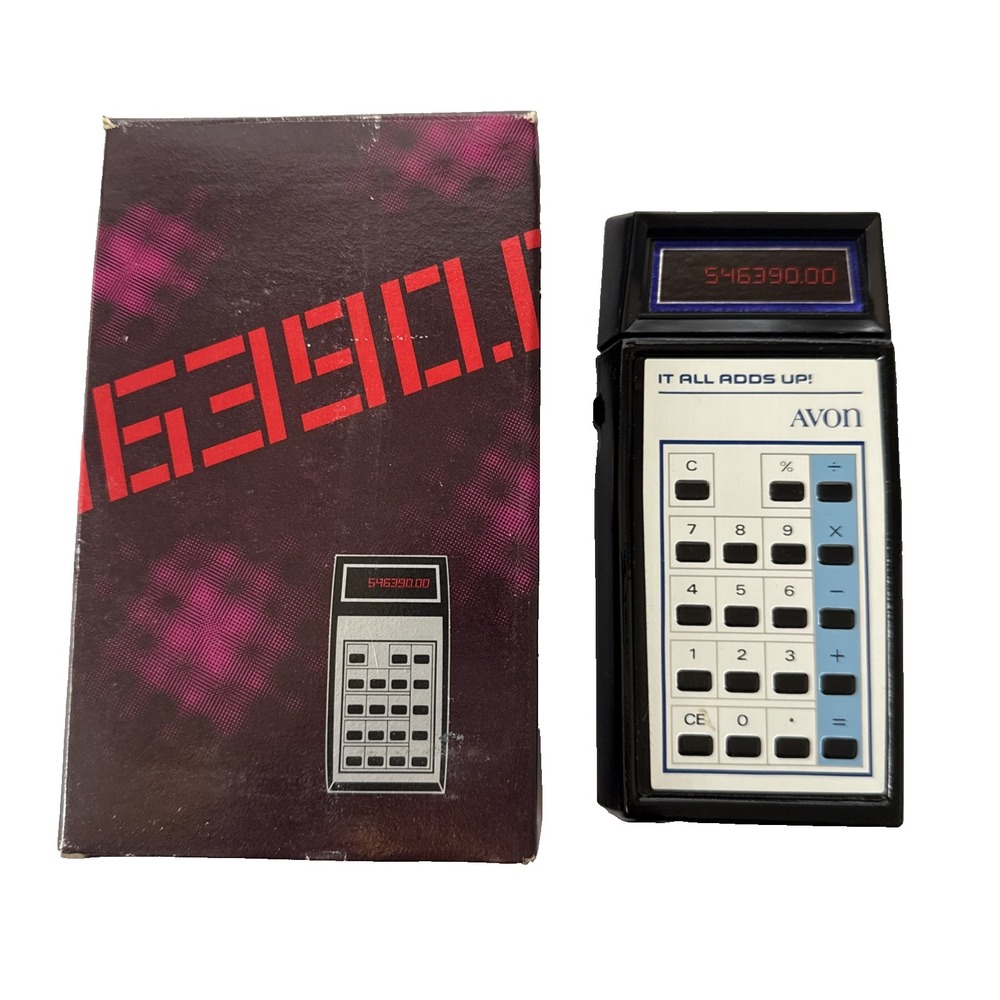Vtg  Avon It All Adds Up Calculator Deep Woods After Shave Decanter W/Box‎ Full